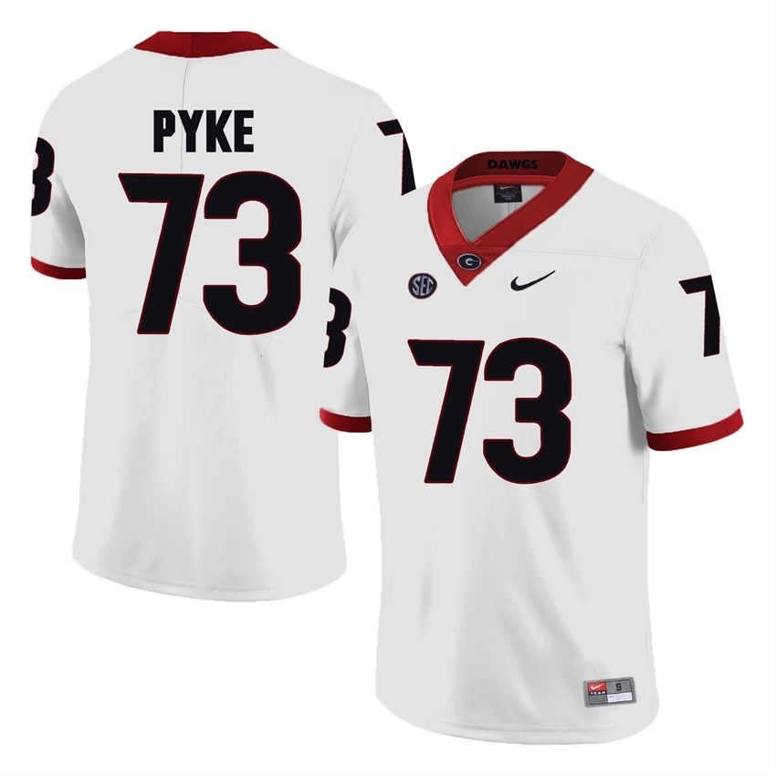 Georgia Bulldogs Men's NCAA Greg Pyke #73 White Game College Football Jersey WMD1249PW